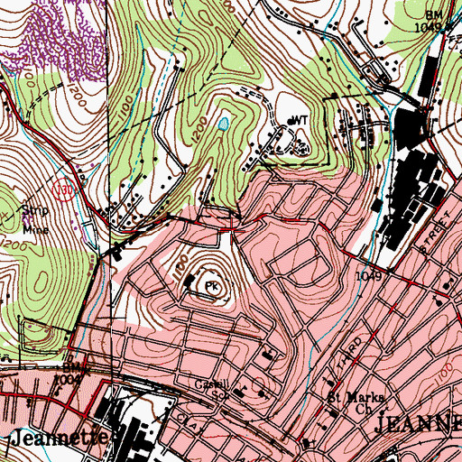 Topographic Map of Meyers School, PA