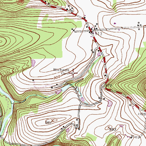 Topographic Map of Michaels Cemetery, PA