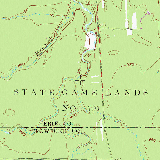 Topographic Map of Middle Branch Conneaut Creek, PA