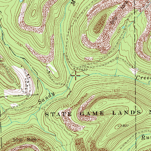 Topographic Map of Middle Branch Little Sandy Creek, PA