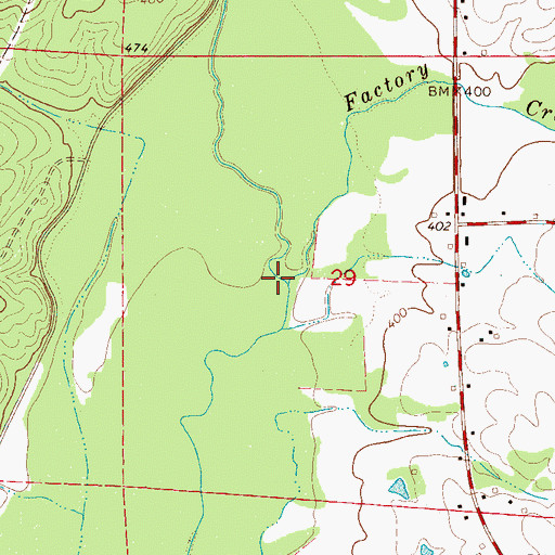 Topographic Map of Factory Creek, AL