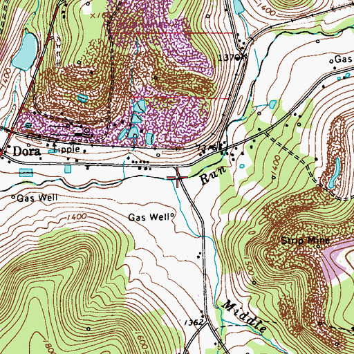 Topographic Map of Middle Branch Pine Run, PA