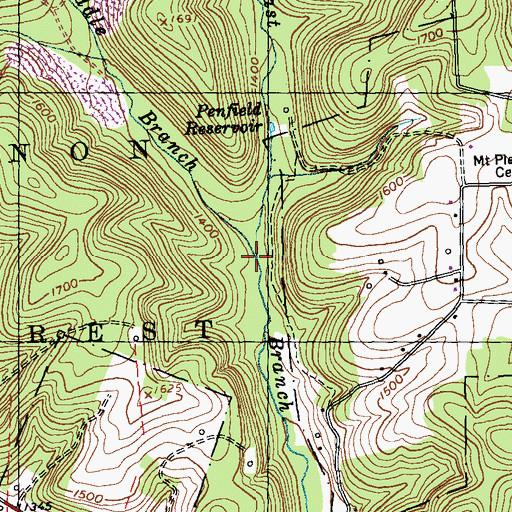 Topographic Map of Middle Branch Wilson Run, PA