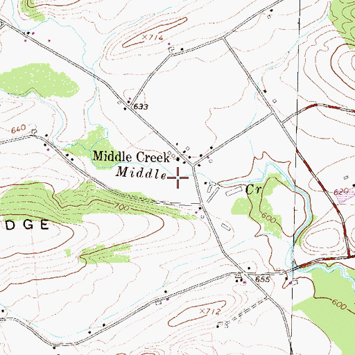 Topographic Map of Middle Creek, PA