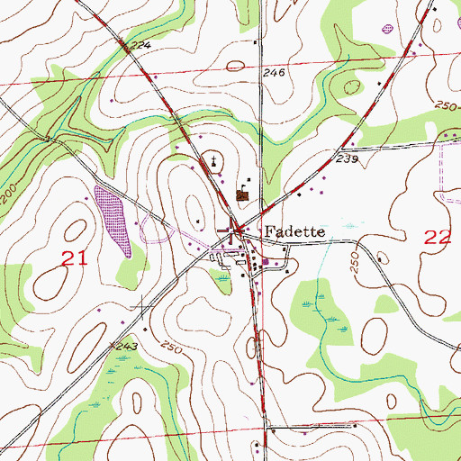 Topographic Map of Fadette, AL