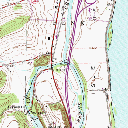 Topographic Map of Middle Creek, PA