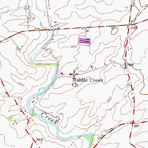 Topographic Map of Middle Creek Church, PA