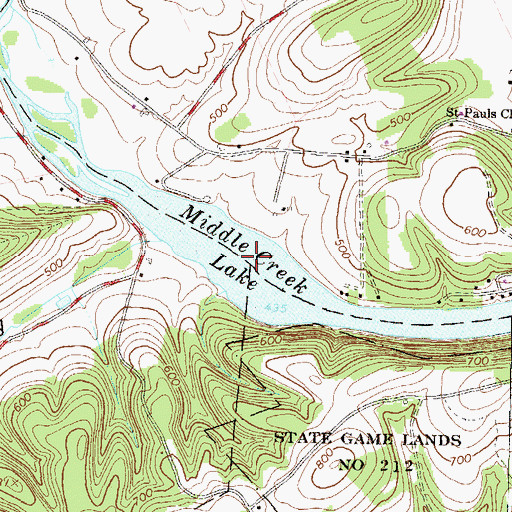 Topographic Map of Middle Creek Lake, PA
