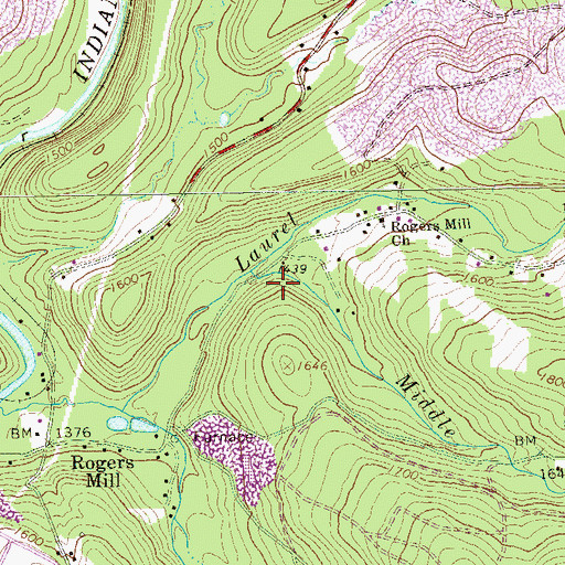Topographic Map of Middle Fork Laurel Run, PA
