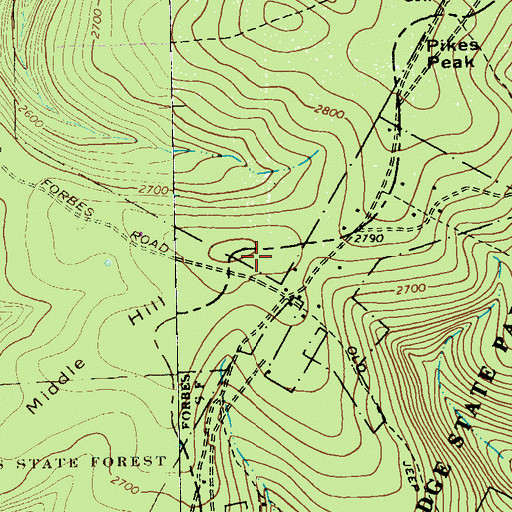 Topographic Map of Middle Hill, PA