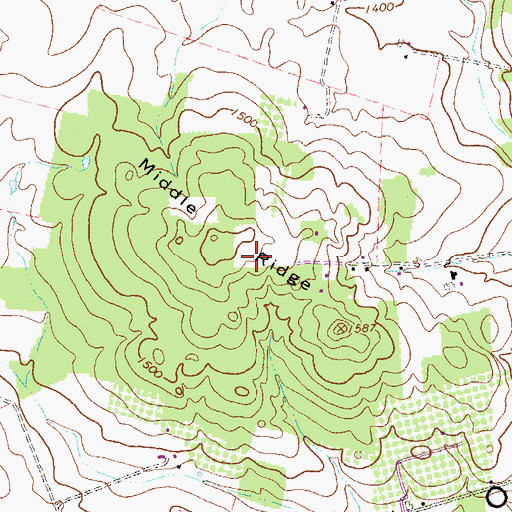 Topographic Map of Middle Ridge, PA