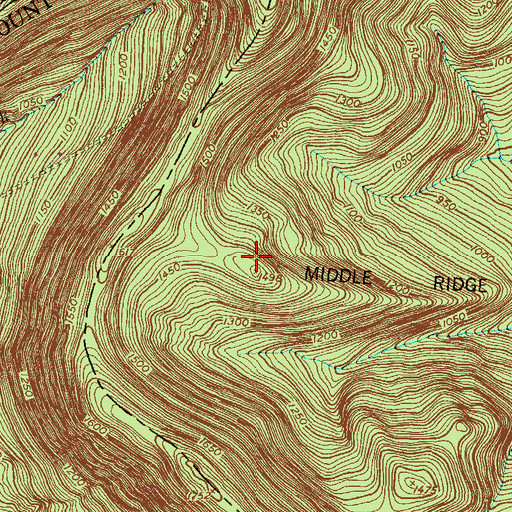 Topographic Map of Middle Ridge, PA