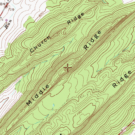 Topographic Map of Middle Ridge, PA