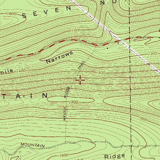 Topographic Map of Middle Ridge Trail, PA