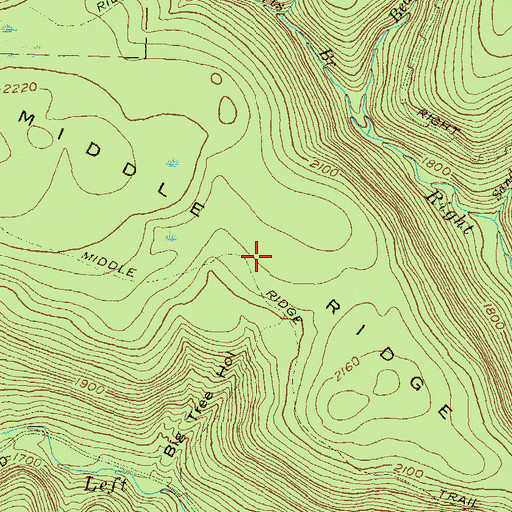 Topographic Map of Middle Ridge Trail, PA