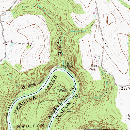 Topographic Map of Middle Run, PA