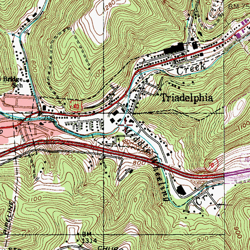 Topographic Map of Middle Wheeling Creek, WV