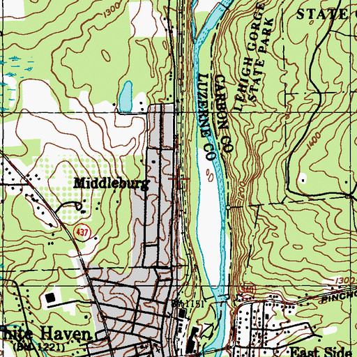 Topographic Map of Middleburg, PA