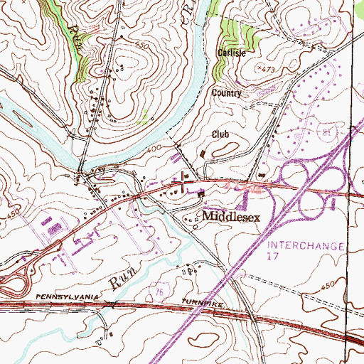 Topographic Map of Middlesex, PA