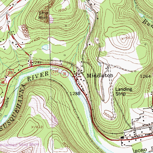 Topographic Map of Middleton, PA