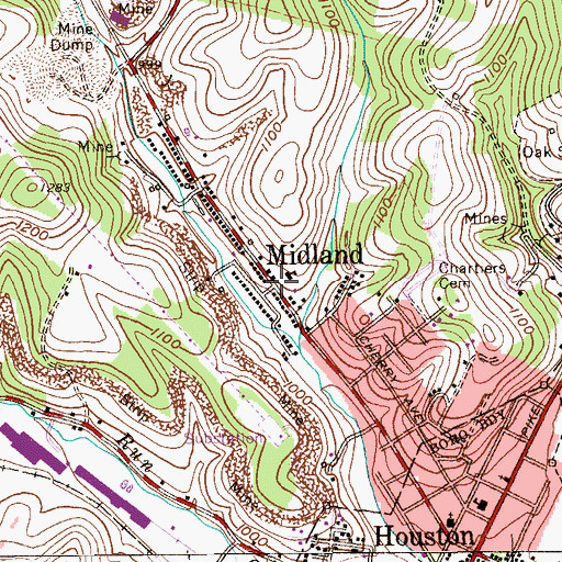 Topographic Map of Midland, PA