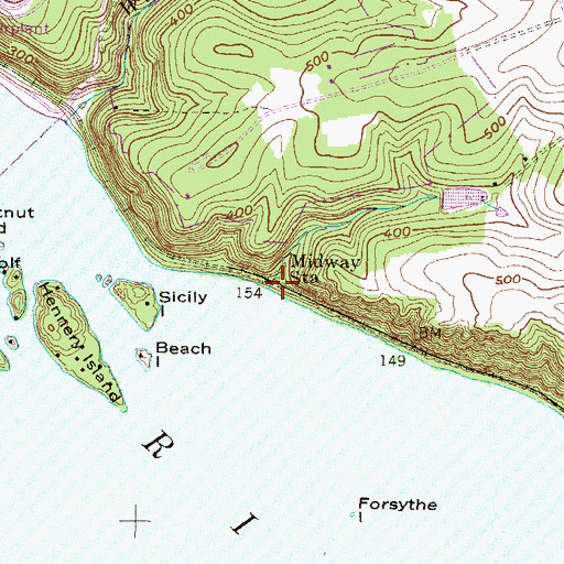 Topographic Map of Midway Station, PA