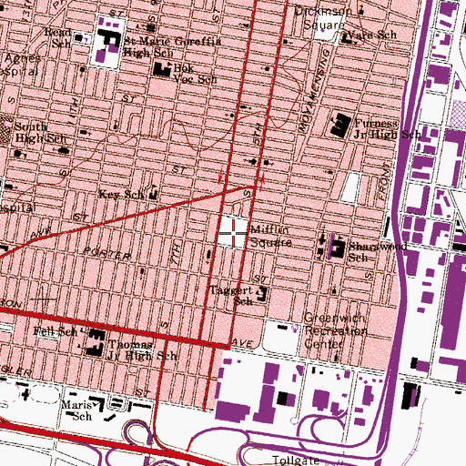 Topographic Map of Mifflin Square, PA