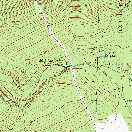 Topographic Map of Mifflinburg Reservoir, PA