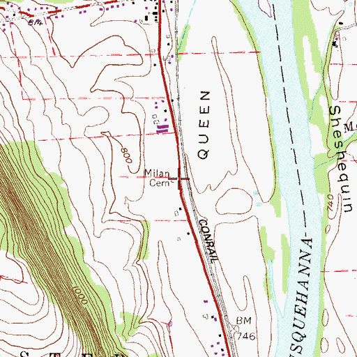 Topographic Map of Milan Cemetery, PA