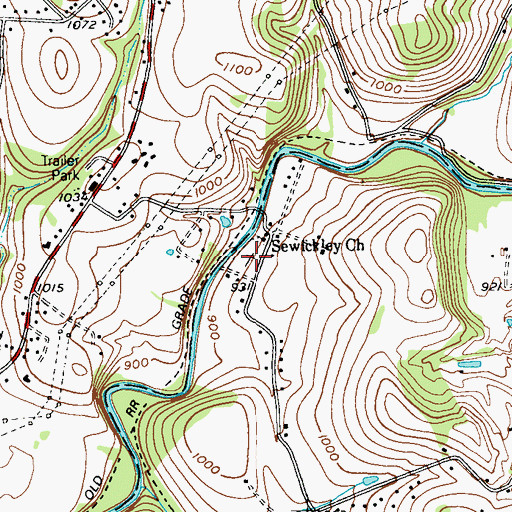 Topographic Map of Milbell Cemetery, PA