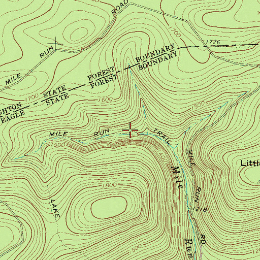 Topographic Map of Mile Run Trail, PA
