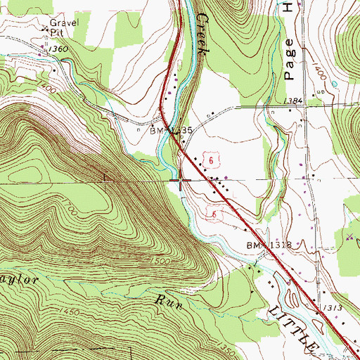 Topographic Map of Miles Run, PA