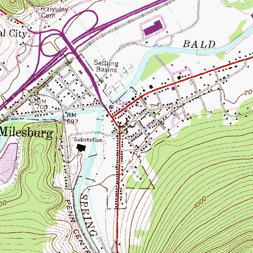 Topographic Map of Milesburg, PA