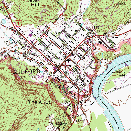 Topographic Map of Milford, PA