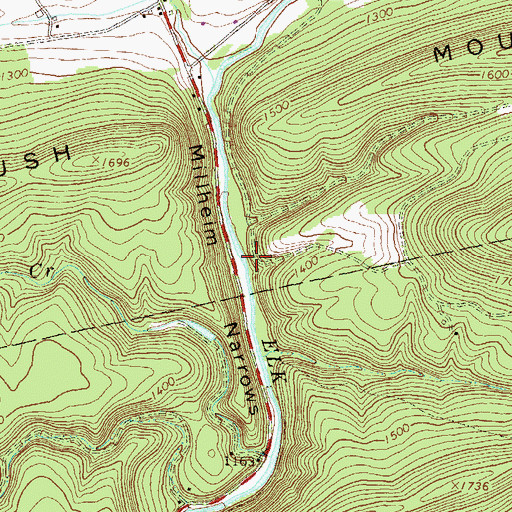 Topographic Map of Milheim Narrows, PA
