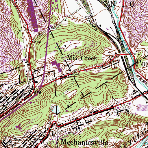 Topographic Map of Mill Creek, PA