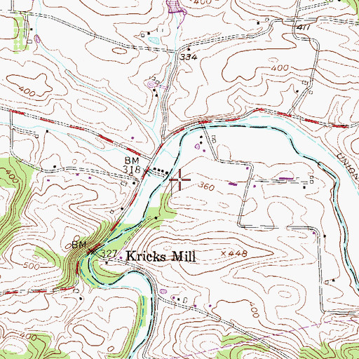 Topographic Map of Mill Creek, PA