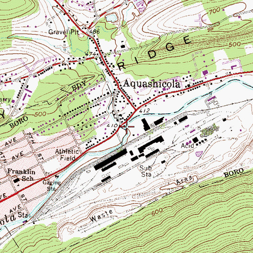 Topographic Map of Mill Creek, PA