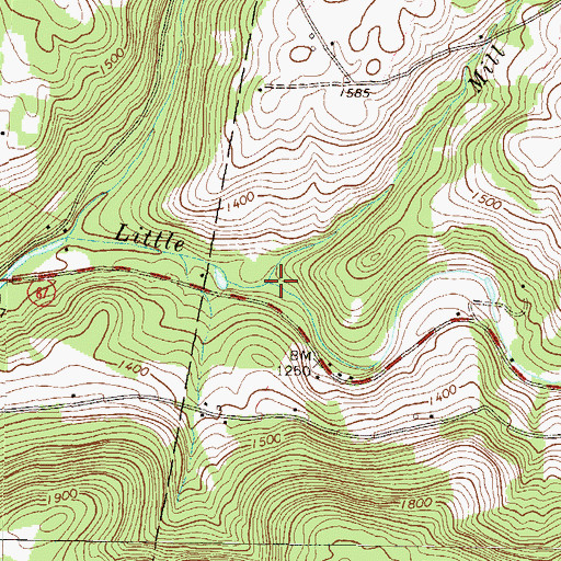 Topographic Map of Mill Creek, PA