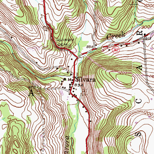 Topographic Map of Mill Creek, PA