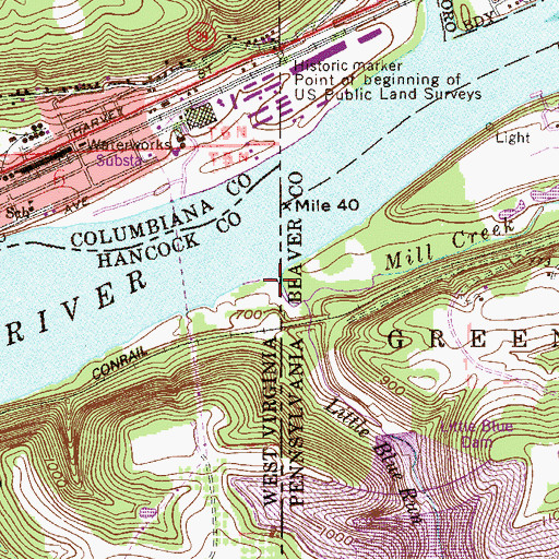 Topographic Map of Mill Creek, PA