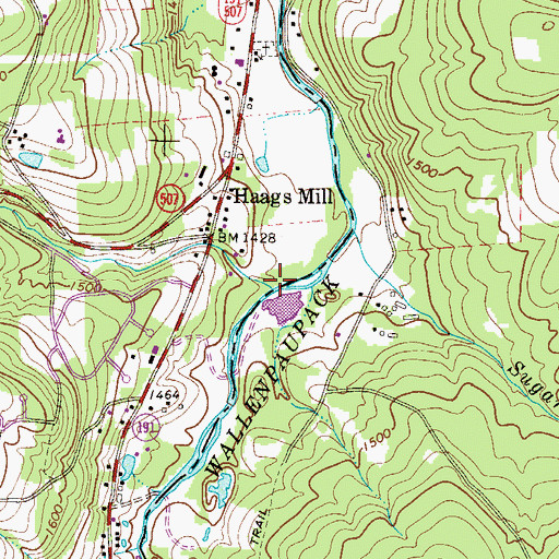 Topographic Map of Mill Creek, PA