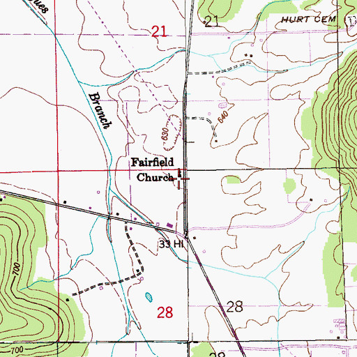 Topographic Map of Fairfield Church, AL