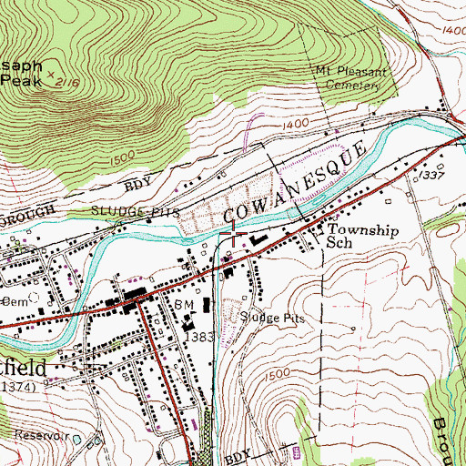 Topographic Map of Mill Creek, PA