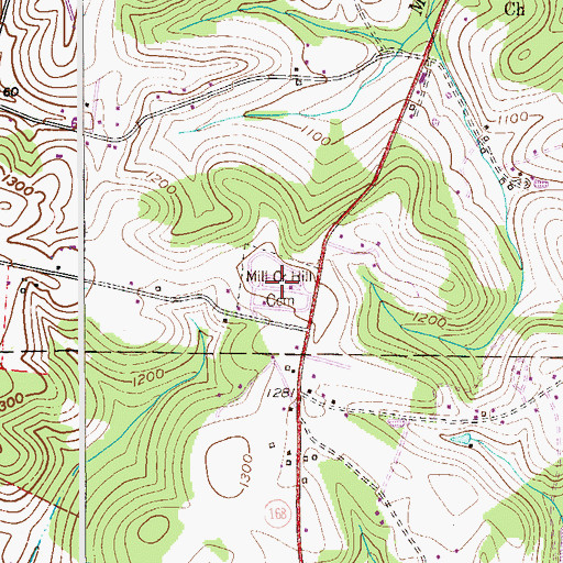Topographic Map of Mill Creek Hill Cemetery, PA