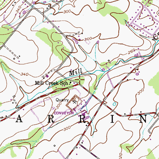 Topographic Map of Mill Creek School, PA