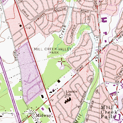 Topographic Map of Mill Creek Valley Park, PA
