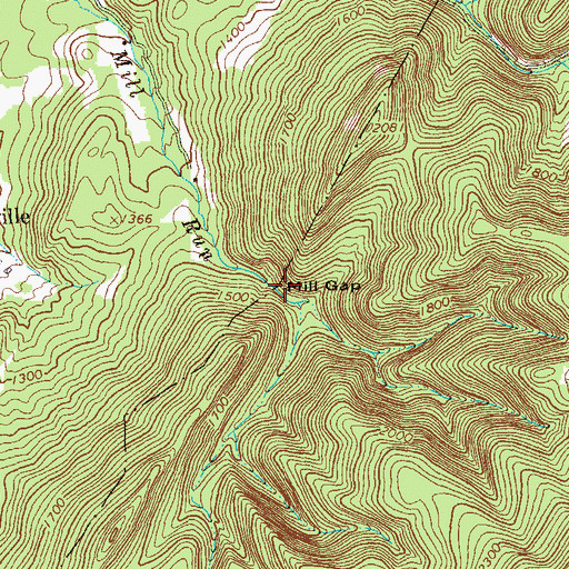 Topographic Map of Mill Gap, PA