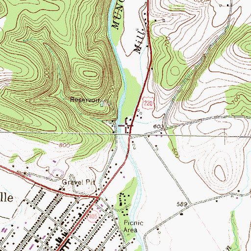 Topographic Map of Mill Race, PA