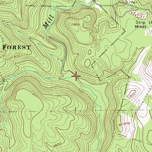 Topographic Map of Mill Run, PA